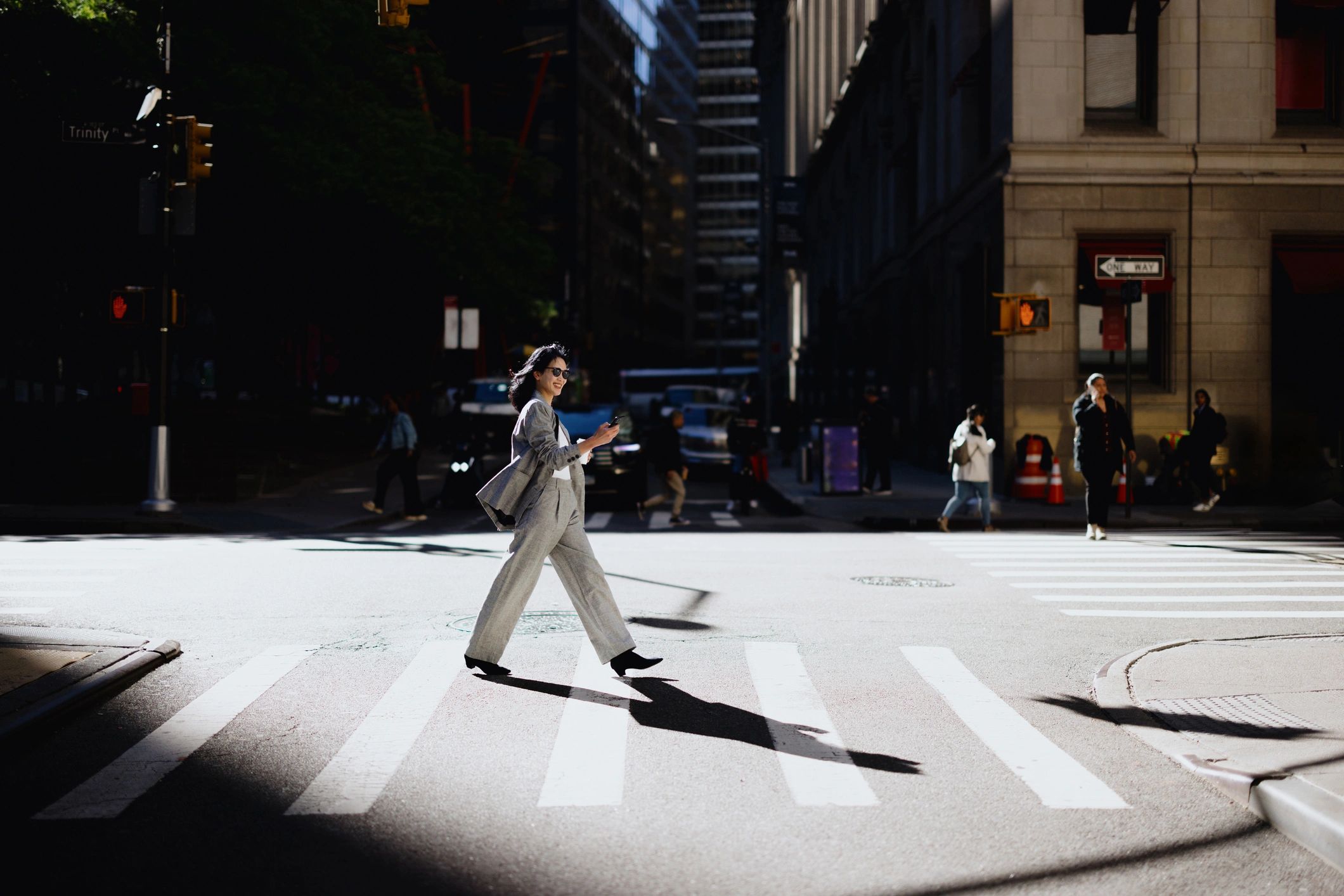 Urban crosswalk street scene in New York