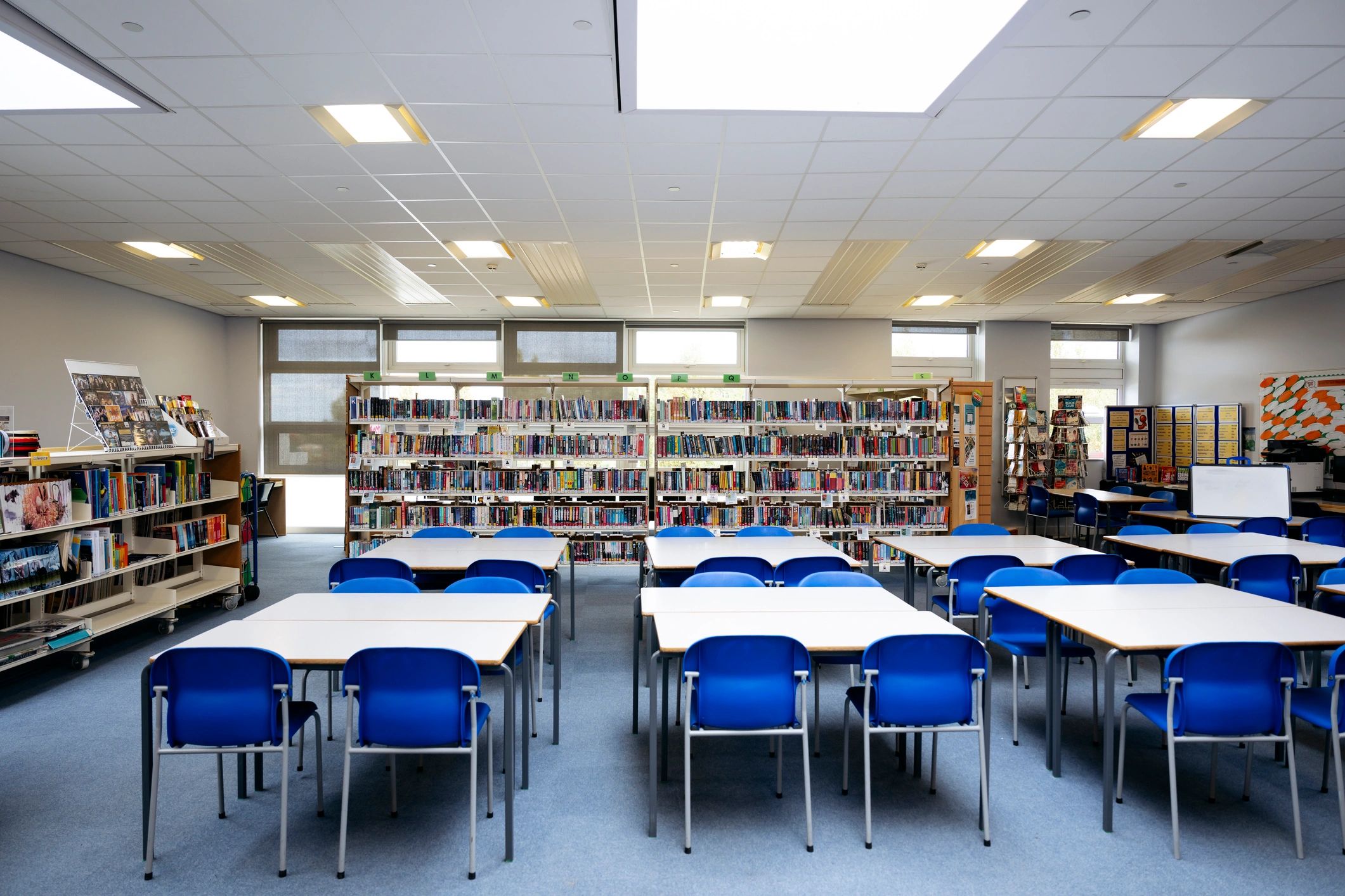 Quiet academic library with study desks