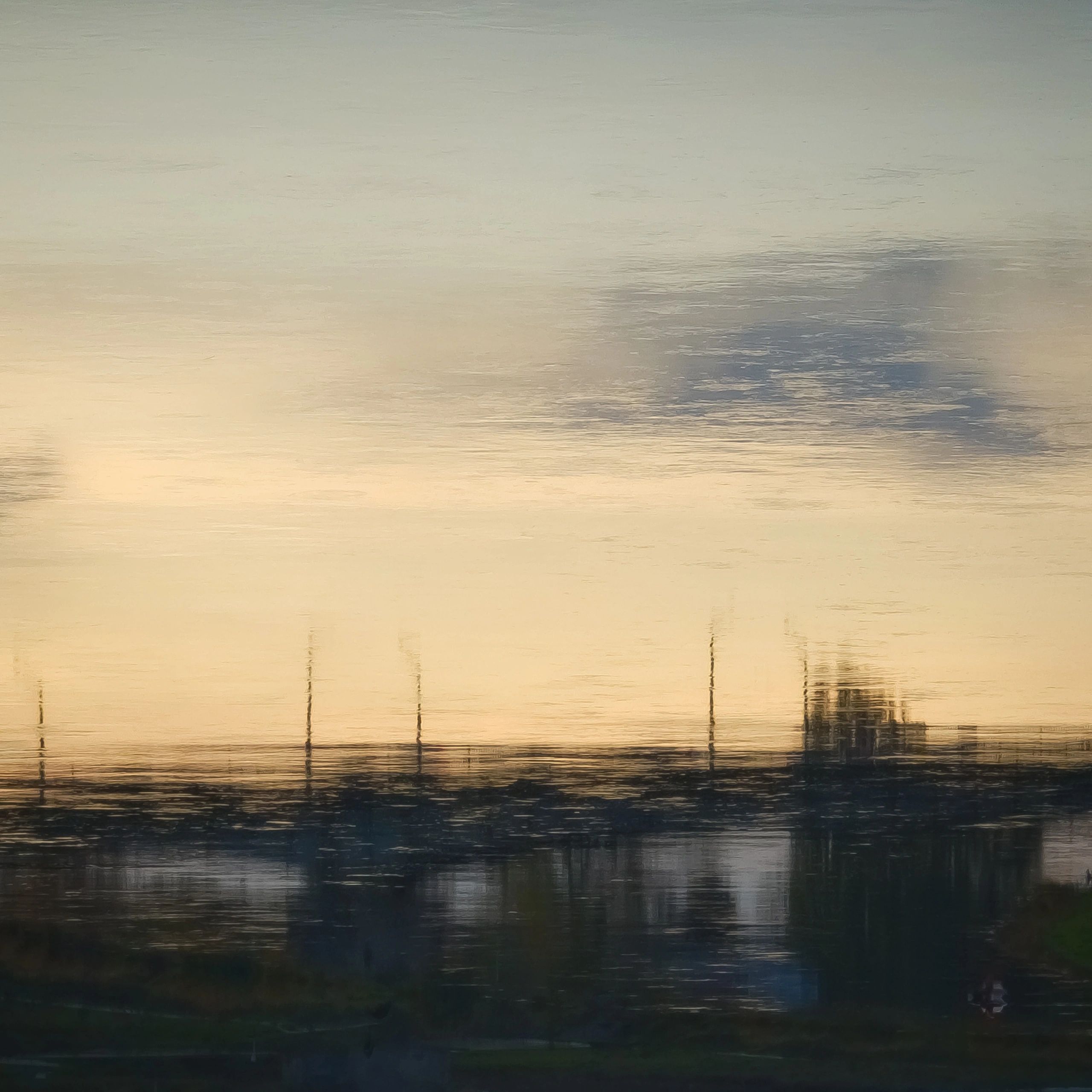 Impressionistic marina reflection at sunset